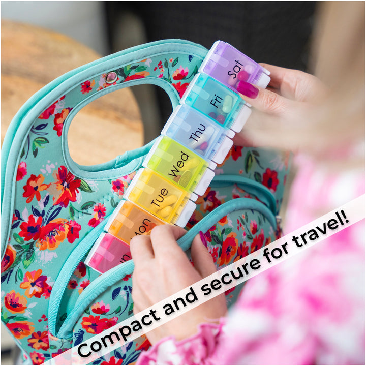Large 7-Day Pill Case - Weekly Medicine Organizer with Spring Loaded Compartments - Easy open design for all levels of hand dexterity