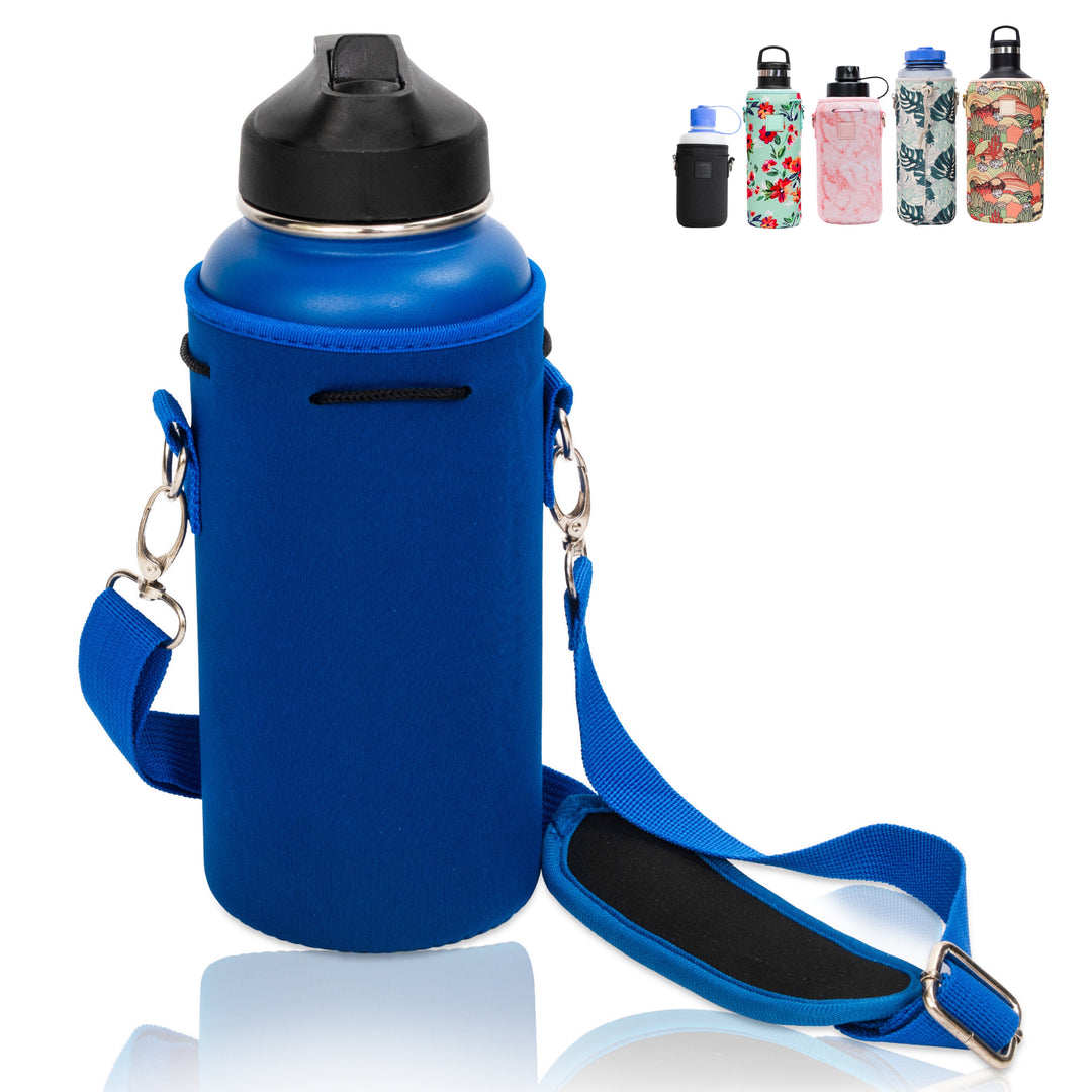 Made Easy Kit Neoprene Water Bottle Carrier Holder with Adjustable Shoulder Strap for Insulating & Carrying Water Container Canteen Flask Available in 5 Sizes