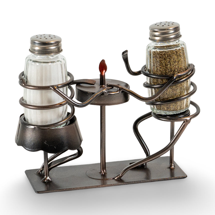 Made Easy Kit Salt and Pepper Couple Glass Shaker Set and Rack - Includes 2 Spice Jars