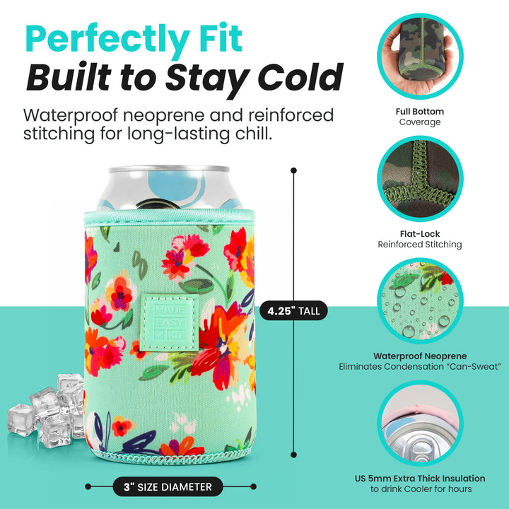 Made Easy Kit Neoprene Can Cooler Cover & Holder – Extra Thick 5mm Insulated Koozie for 12oz Cans | No Sweat, No Mess, Maximum Chill