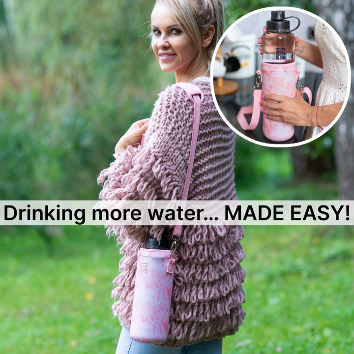 Made Easy Kit Neoprene Water Bottle Carrier Holder with Adjustable Shoulder Strap for Insulating & Carrying Water Container Canteen Flask Available in 5 Sizes