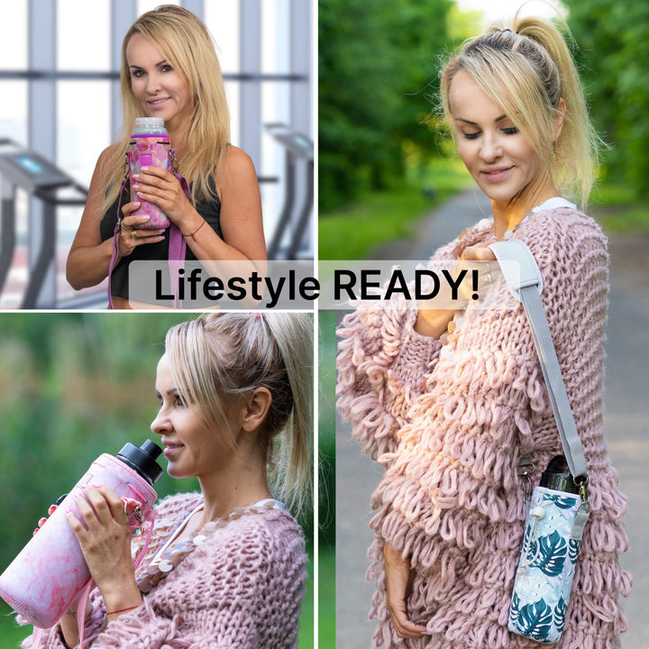 Made Easy Kit Neoprene Water Bottle Carrier Holder with Adjustable Shoulder Strap for Insulating & Carrying Water Container Canteen Flask Available in 5 Sizes