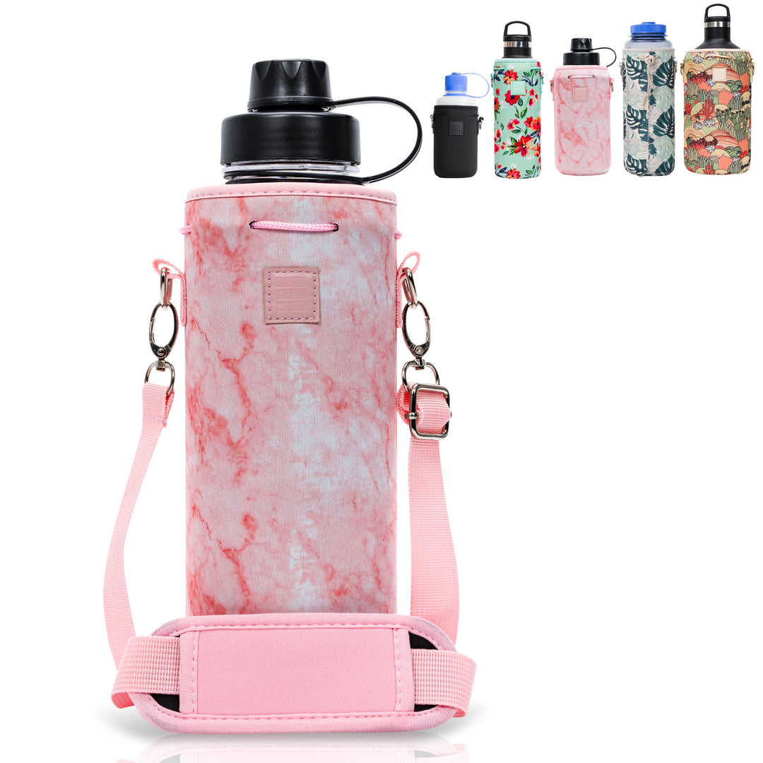 Made Easy Kit Neoprene Water Bottle Carrier Holder with Adjustable Shoulder Strap for Insulating & Carrying Water Container Canteen Flask Available in 5 Sizes