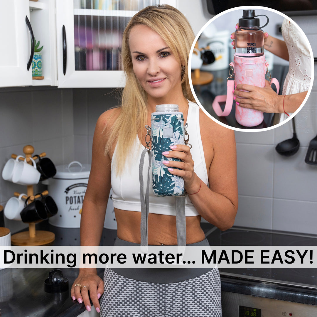 Made Easy Kit Neoprene Water Bottle Carrier Holder with Adjustable Shoulder Strap for Insulating & Carrying Water Container Canteen Flask Available in 5 Sizes