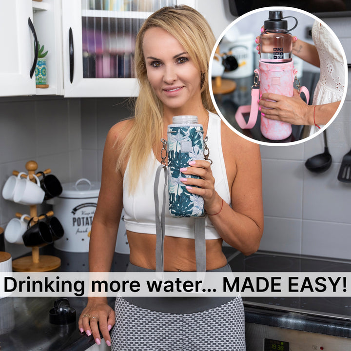 Made Easy Kit Neoprene Water Bottle Carrier Holder with Adjustable Shoulder Strap for Insulating & Carrying Water Container Canteen Flask Available in 5 Sizes