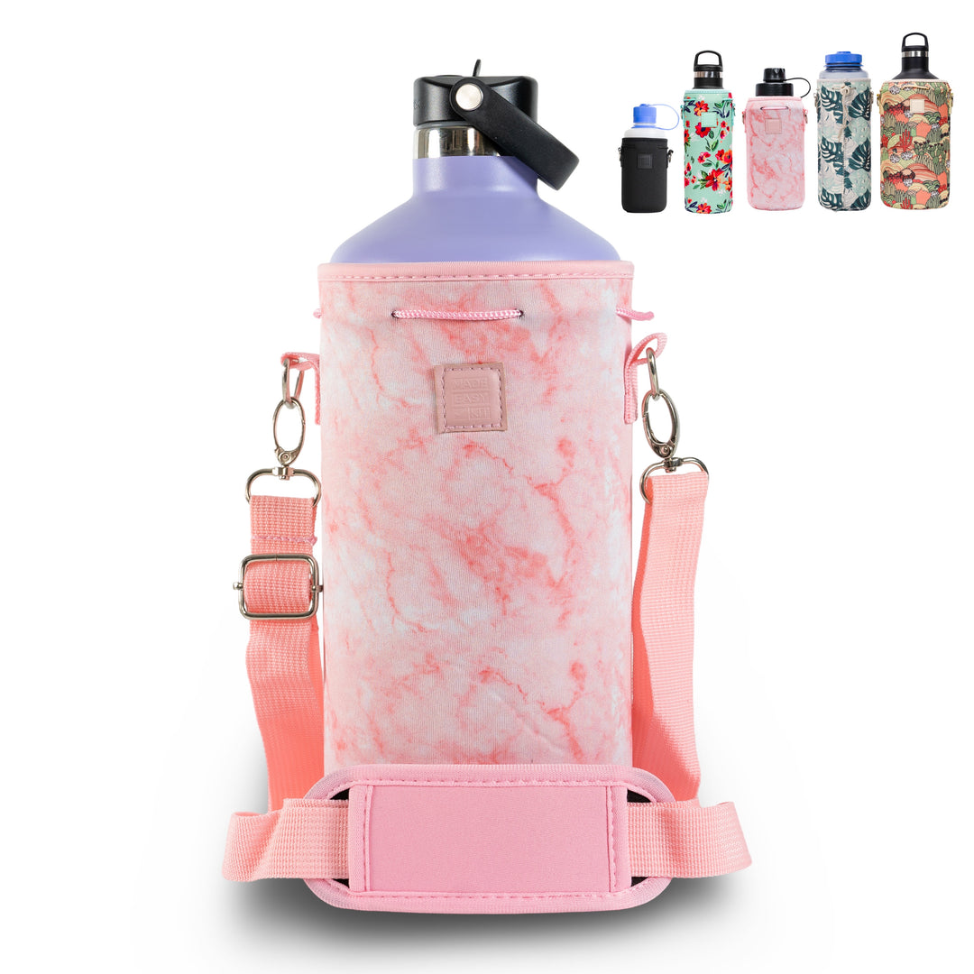 Made Easy Kit Neoprene Water Bottle Carrier Holder with Adjustable Shoulder Strap for Insulating & Carrying Water Container Canteen Flask Available in 5 Sizes