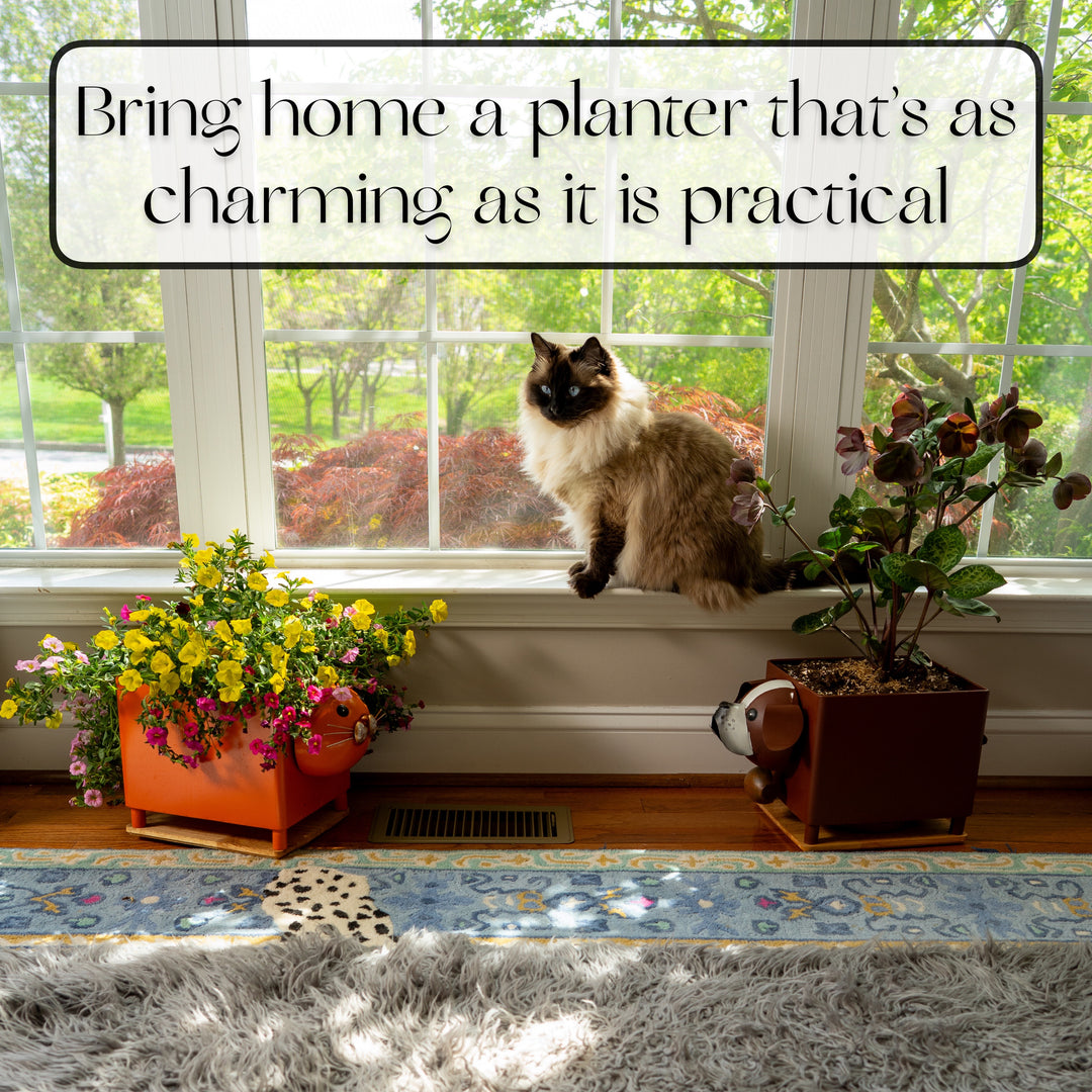 Made Easy Kit Animal Planter Box – Metal Pot with Drainage & Wooden Platform for Indoor/Outdoor Decor