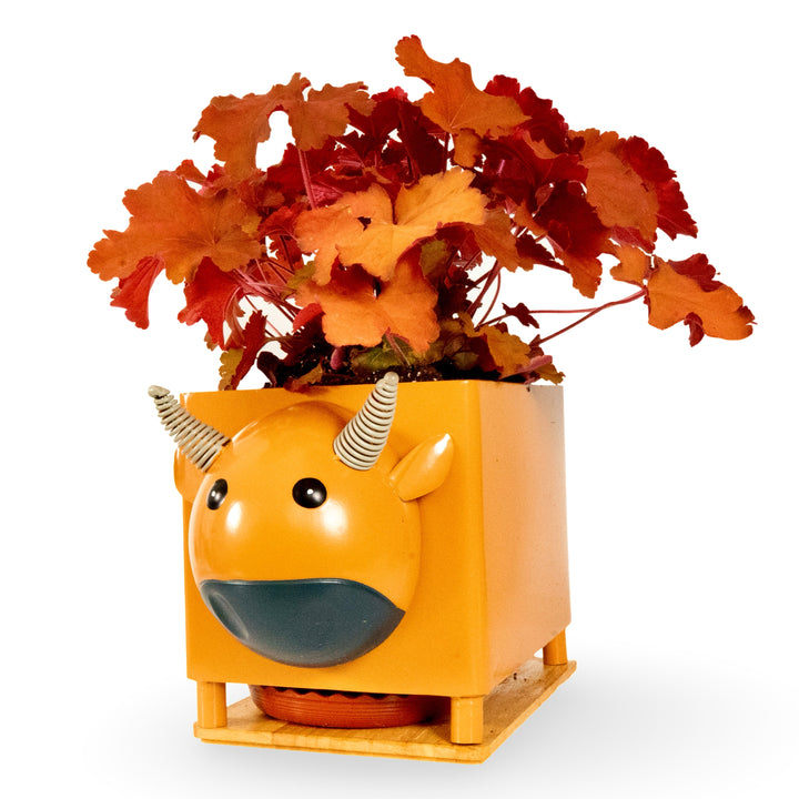 Made Easy Kit Animal Planter Box – Metal Pot with Drainage & Wooden Platform for Indoor/Outdoor Decor