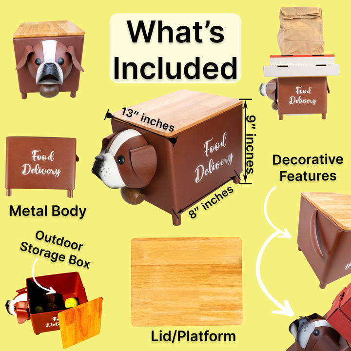 Made Easy Kit Food Delivery Outdoor Functional Décor Metal and Wood Box for Designated Food Order Reception Location