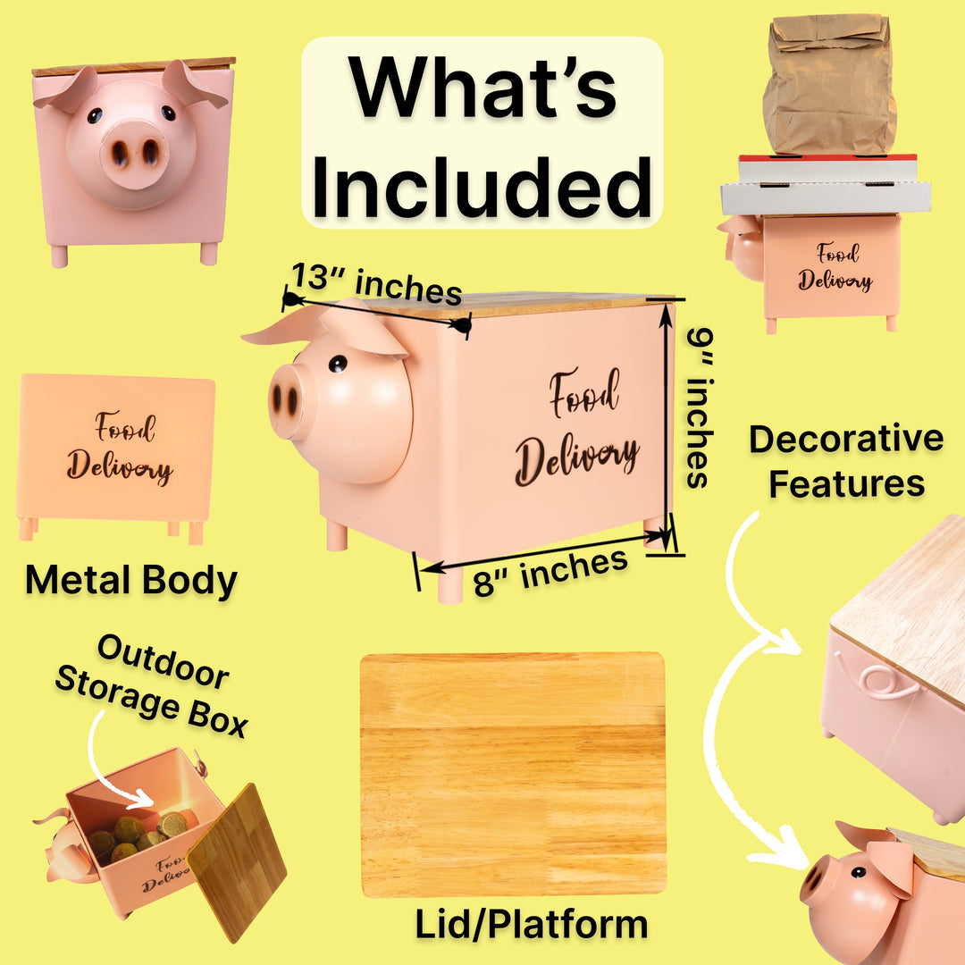 Made Easy Kit Food Delivery Outdoor Functional Décor Metal and Wood Box for Designated Food Order Reception Location