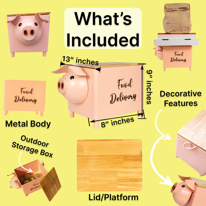 Made Easy Kit Food Delivery Outdoor Functional Décor Metal and Wood Box for Designated Food Order Reception Location