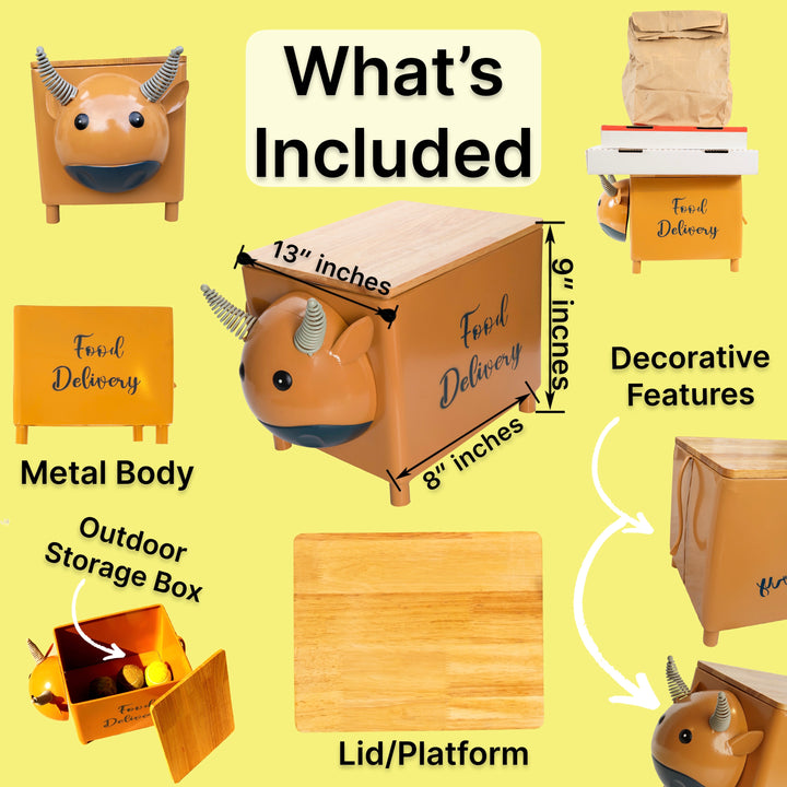 Made Easy Kit Food Delivery Outdoor Functional Décor Metal and Wood Box for Designated Food Order Reception Location