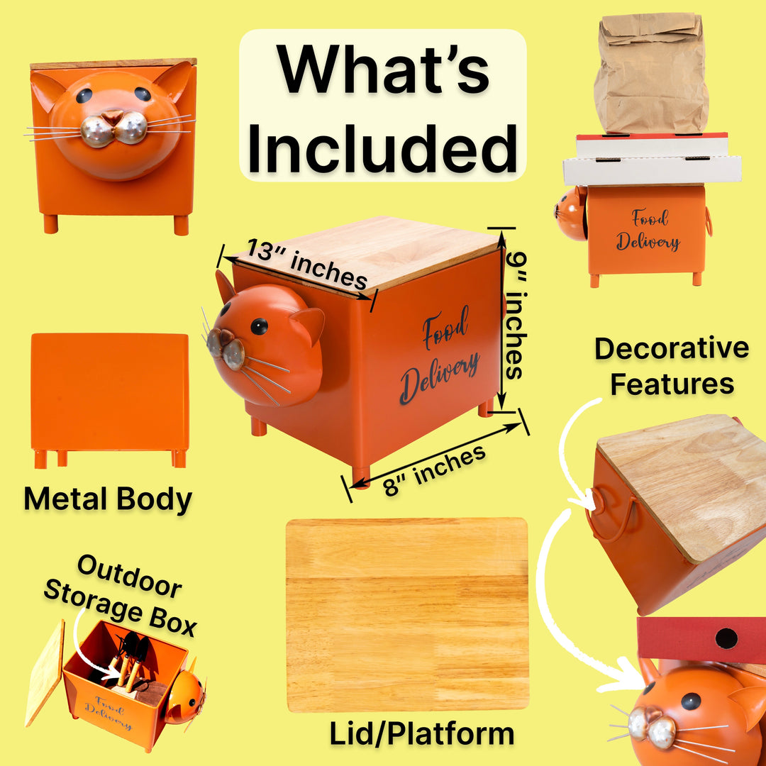Made Easy Kit Food Delivery Outdoor Functional Décor Metal and Wood Box for Designated Food Order Reception Location
