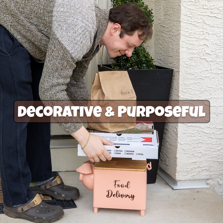 Made Easy Kit Food Delivery Outdoor Functional Décor Metal and Wood Box for Designated Food Order Reception Location