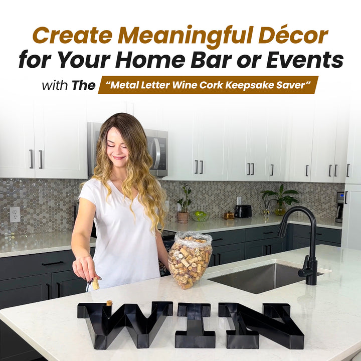 Made Easy Kit Wine Cork Holder Decorative Metal Monogram Letter for Wine Corks - Easy Mount kit Included 7" x 5.5" x 2"