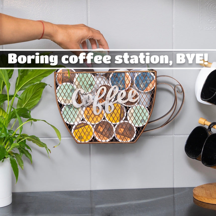 Coffee Station Organizer, Wood K Cup Pods Holder with Drawer, Countertop  Bar Accessories Tea Bag Condiment Organizer for Decor, Lovers Gift