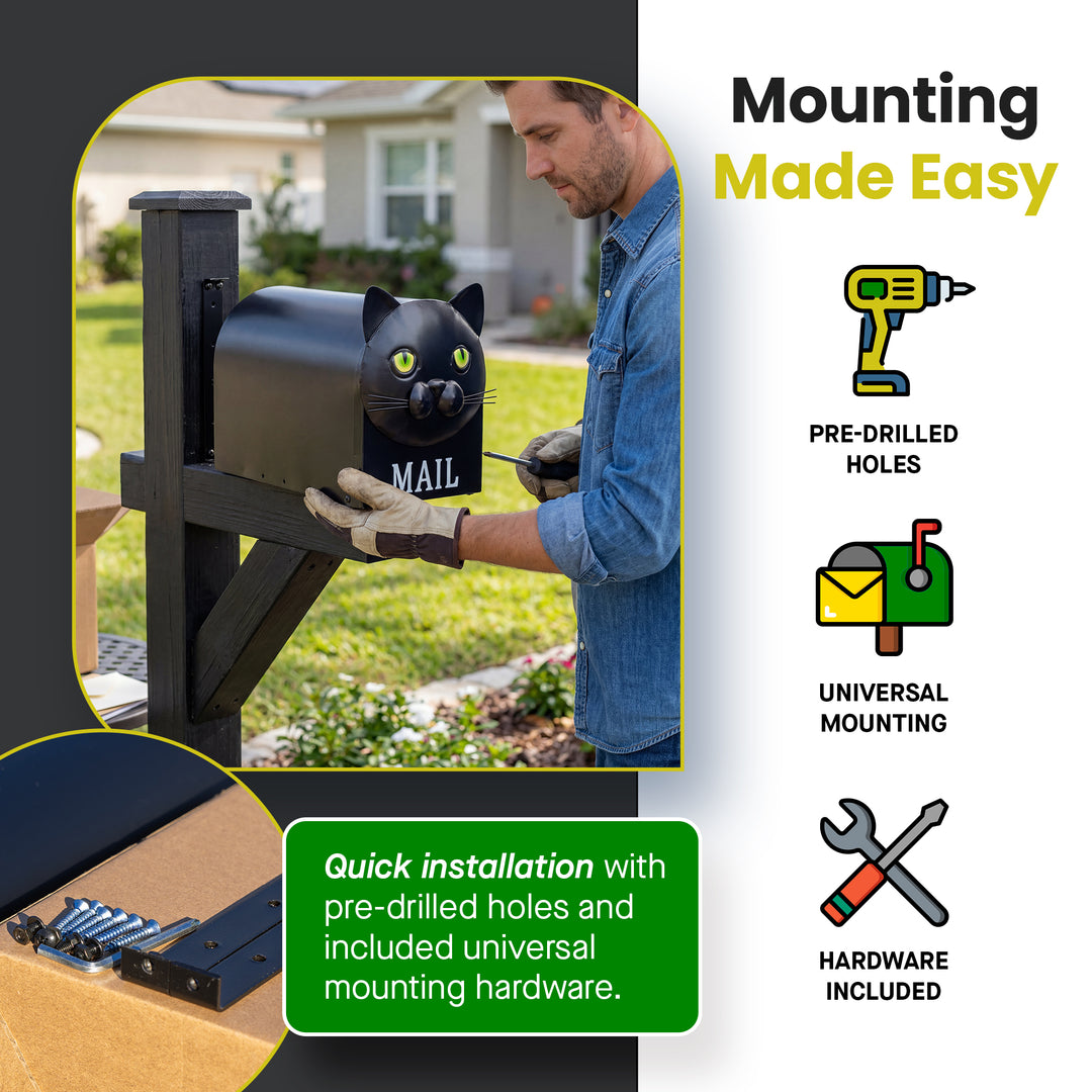 Made Easy Kit Metal Mailbox Animal Design with Mounting Bracket