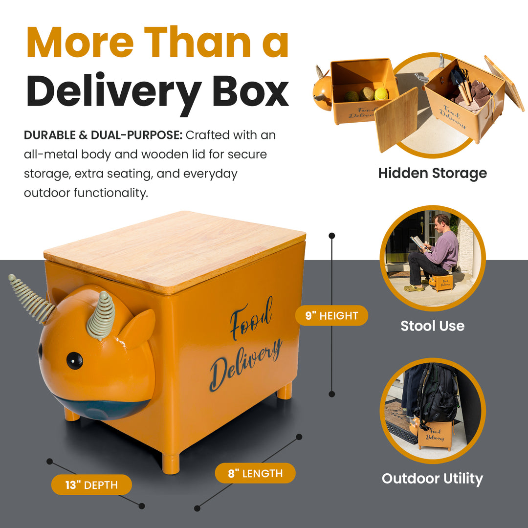 Made Easy Kit Food Delivery Outdoor Functional Décor Metal and Wood Box for Designated Food Order Reception Location