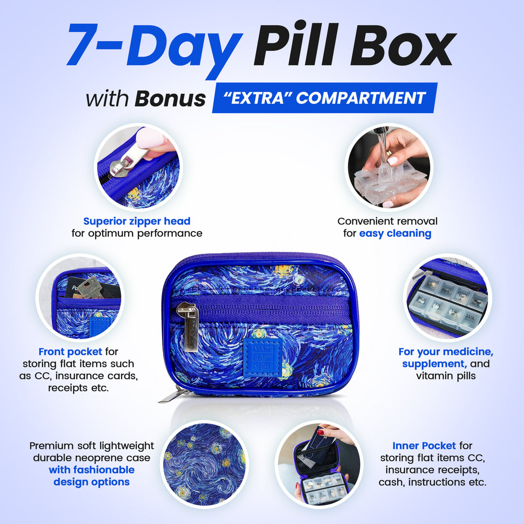Made Easy Kit Pill Case - Weekly Medicine Organizer with Removable Seven-Day Vitamin & Supplement Box