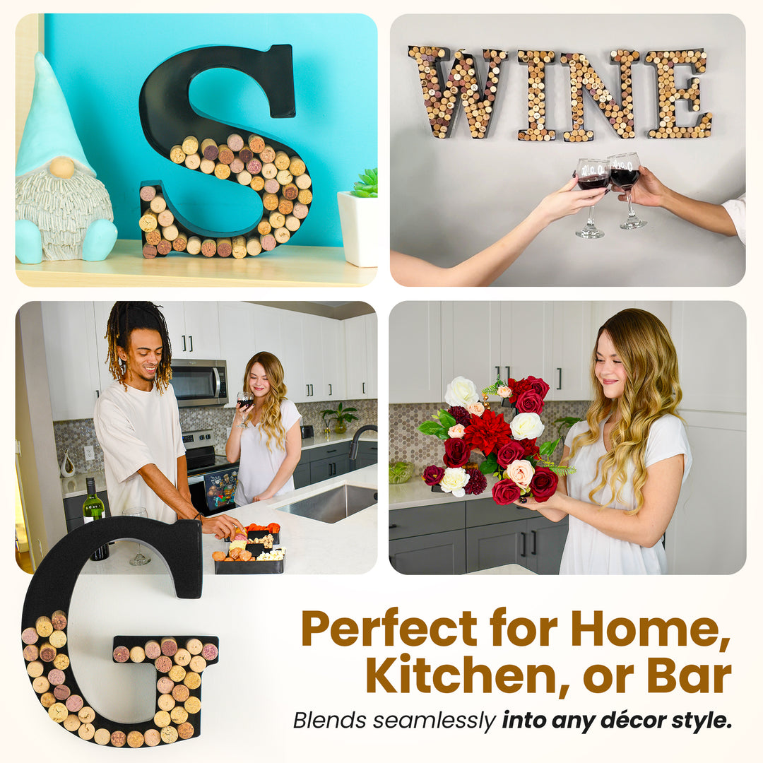 Made Easy Kit Wine Cork Holder Decorative Metal Monogram Letter for Wine Corks - Easy Mount kit Included 7" x 5.5" x 2"