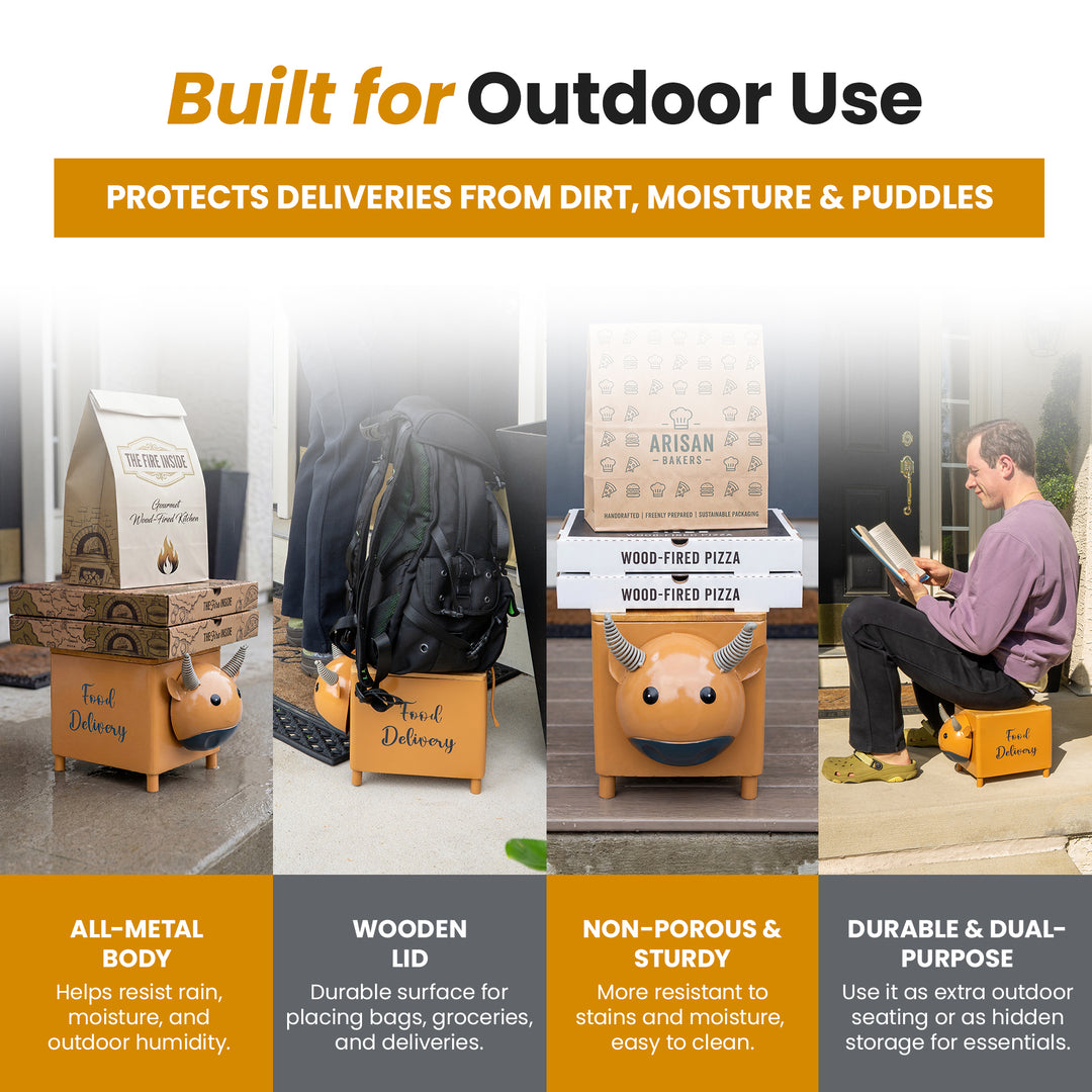 Made Easy Kit Food Delivery Outdoor Functional Décor Metal and Wood Box for Designated Food Order Reception Location
