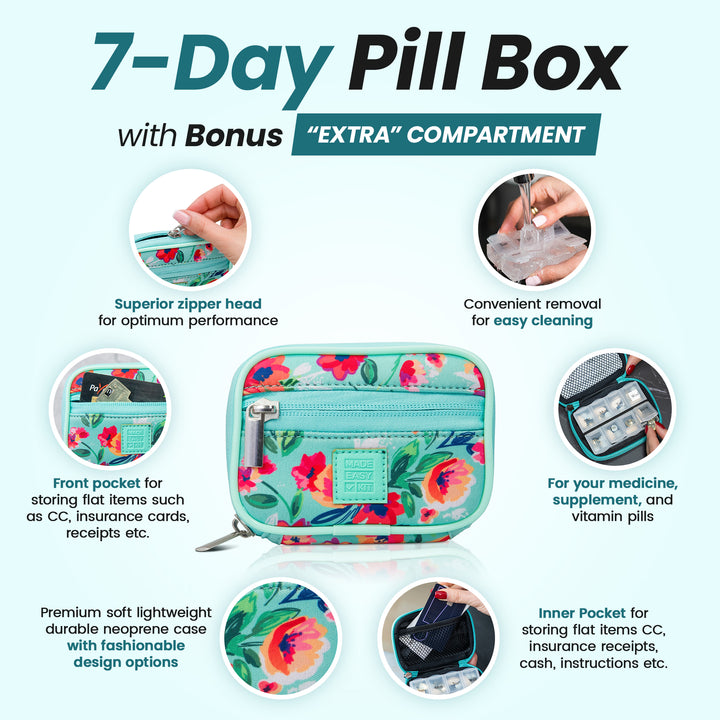 Made Easy Kit Pill Case - Weekly Medicine Organizer with Removable Seven-Day Vitamin & Supplement Box