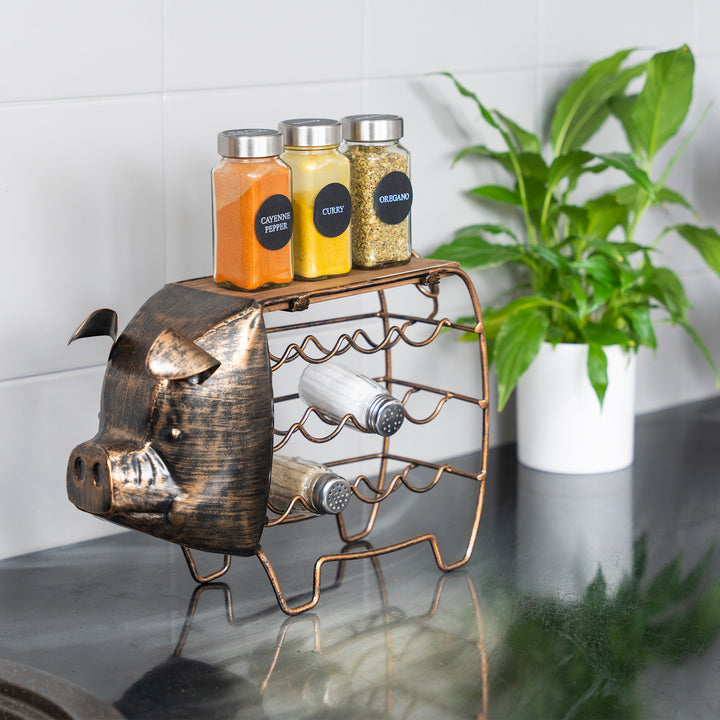 Made Easy Kit Seasoning and Spice Jar Rack Organizer - Metal and Wood Functional Art Decor Sculpture - Kitchen Countertop