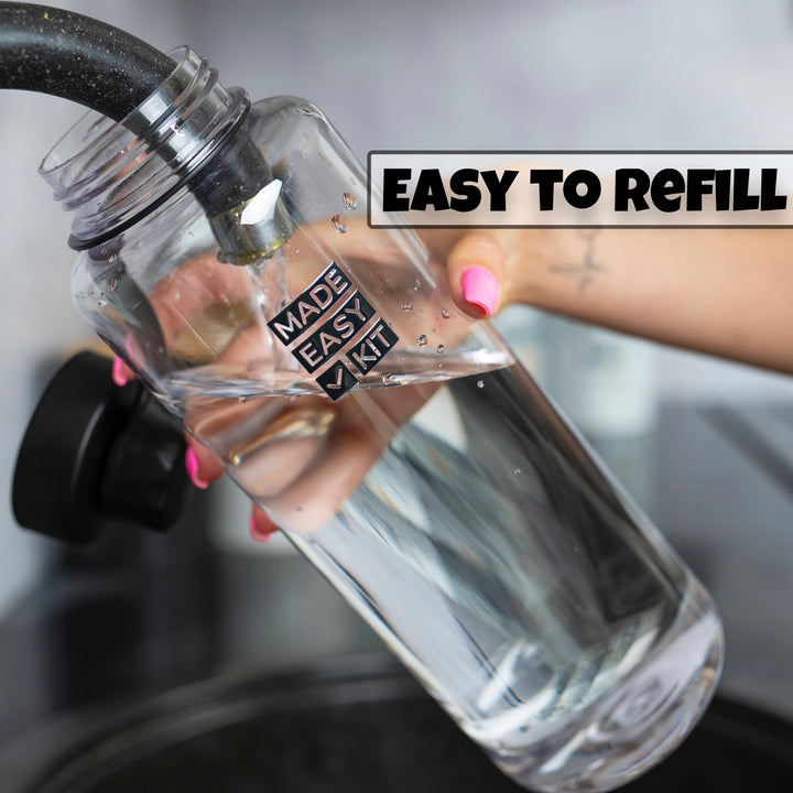 Made Easy Kit Tritan Plastic Water Bottle - Revolutionary Lid, Wide and Narrow Mouth Openings - BPA Free Water Bottle, Dishwasher Safe