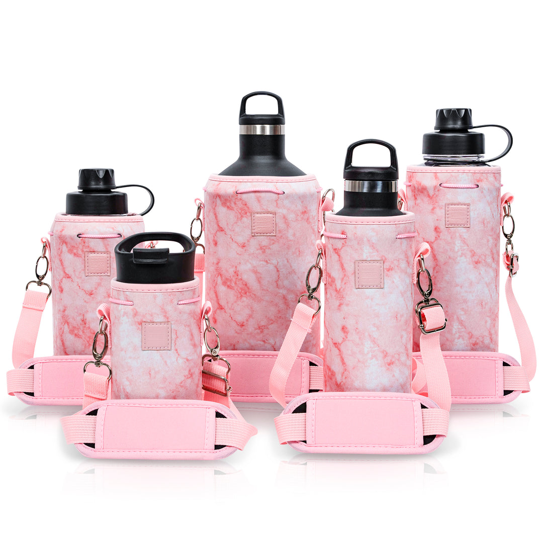 Made Easy Kit Neoprene Water Bottle Carrier Holder with Adjustable Shoulder Strap for Insulating & Carrying Water Container Canteen Flask Available in 5 Sizes