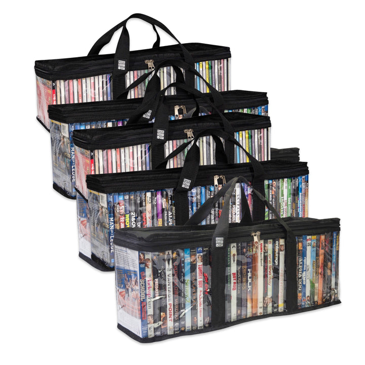 Made Easy Kit Media Storage Bag - DVD & VHS, Blu-Ray, CD Sets - Transparent with Dividers for Easy Browsing and Sorting