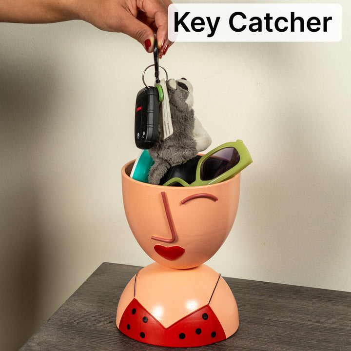 Made Easy Kit Lady Dish Bowl Multi-Purpose Head - Modern Functional Colorful Pattern Art Décor - Fruit Bin, Plant Pot, Coffee Pod Holder, Key Catcher, Decorative Shelf Piece and MORE!