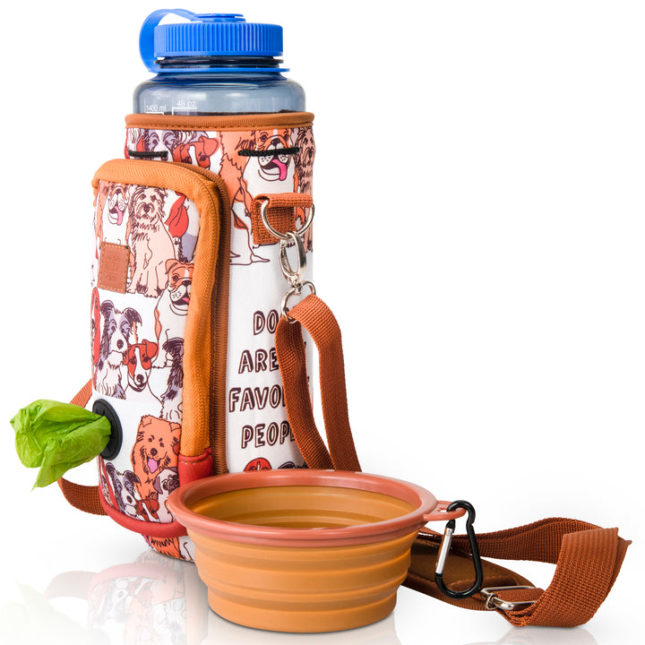 (V2 Model) Water Carrier with (DOG) Pocket and Optional Portable Collapsible Pet Bowl
