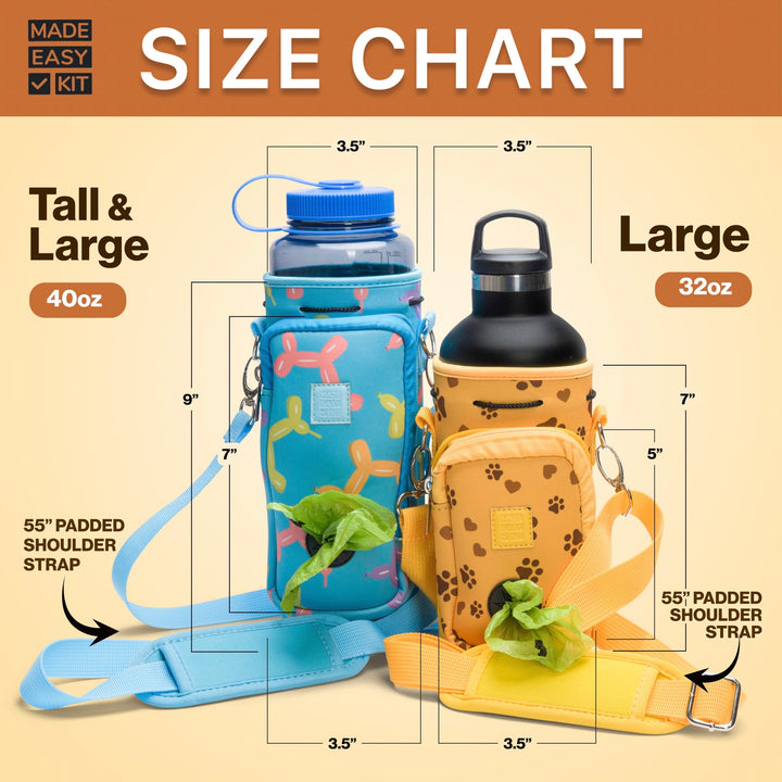 (V1 Model) Water Bottle Carrier with Pet Pocket (32oz Large) - Includes Nalgene Bottle and Portable Pet Bowl