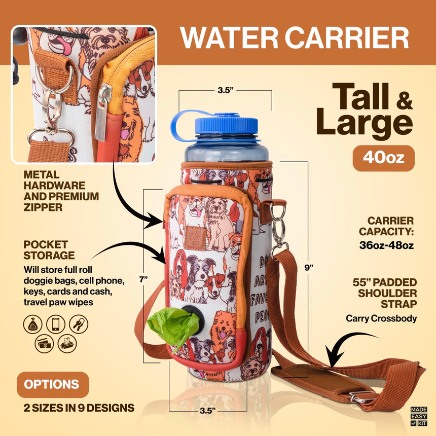(V2 Model) Water Carrier with (DOG) Pocket and Optional Portable Collapsible Pet Bowl