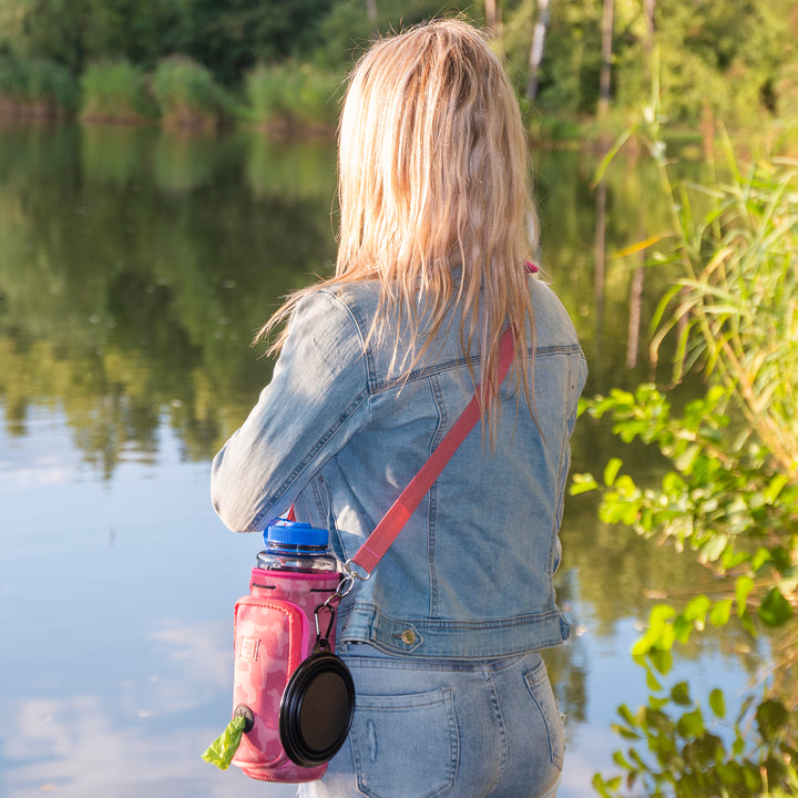 (V2 Model) Water Carrier with (DOG) Pocket and Optional Portable Collapsible Pet Bowl