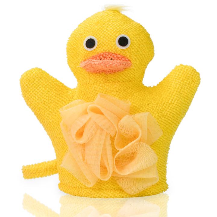 Hand Puppet Wash Mitt with Sponge and Scrunchie Puff Scrub Mesh