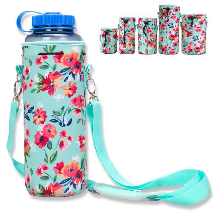 Made Easy Kit Water Bottle Carrier Neoprene Holder with Adjustable Padded Shoulder Strap
