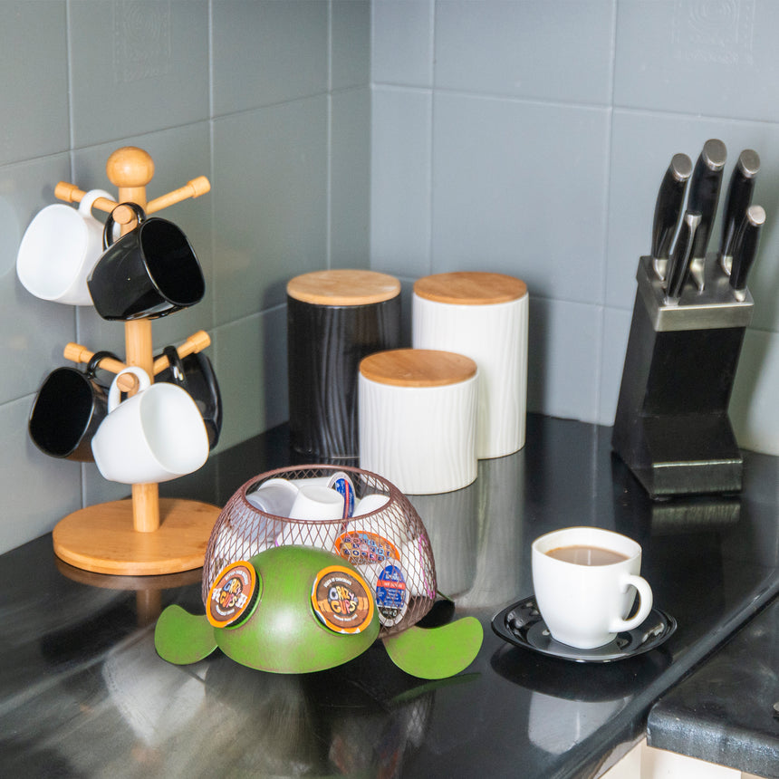Made Easy Kit Coffee Pod Organizer - Home Coffee Bar Functional Décor -  Café Station Countertop Storage Accessories - Black Coffee Mug (Mountable)  