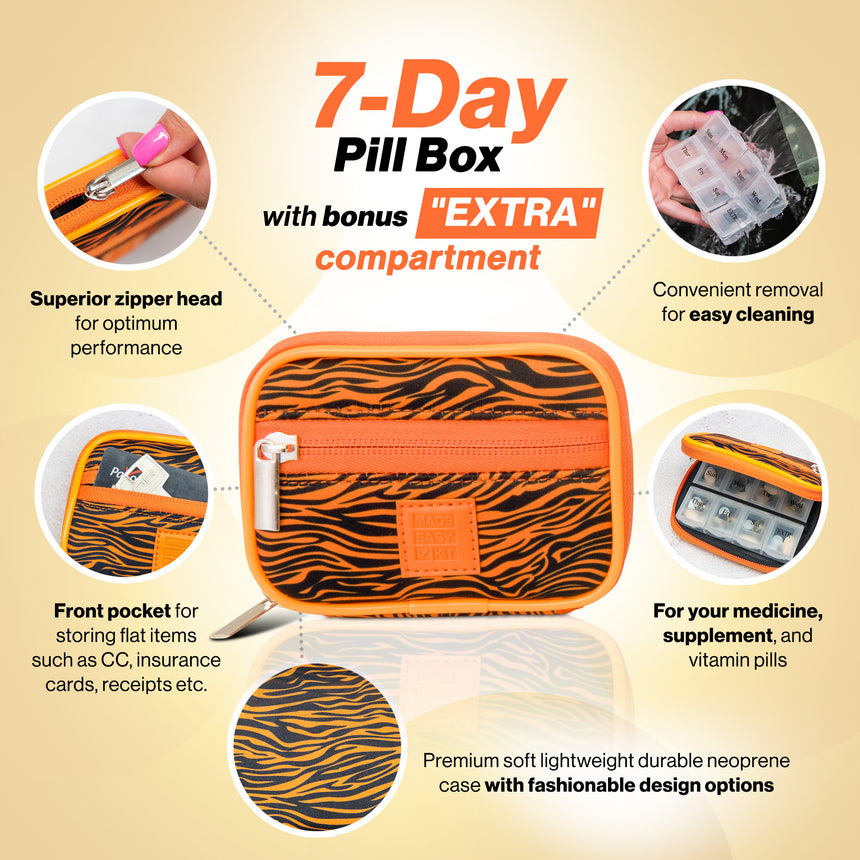 (V2 Model) Made Easy Kit Pill Case - Weekly Medicine Organizer with Removable Seven-Day Vitamin & Supplement Box