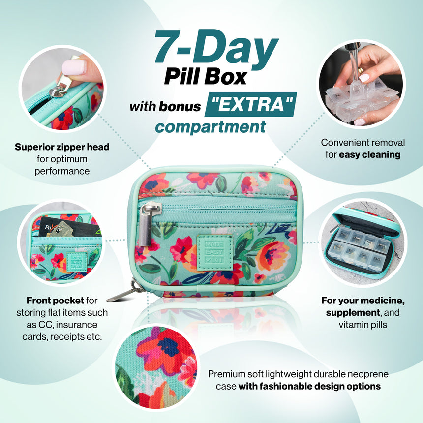 (V2 Model) Made Easy Kit Pill Case - Weekly Medicine Organizer with Removable Seven-Day Vitamin & Supplement Box