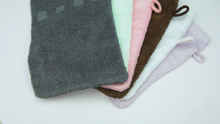 European Style Washcloth with Loop - Bath Mitts, 6-Pack (6" x 9")