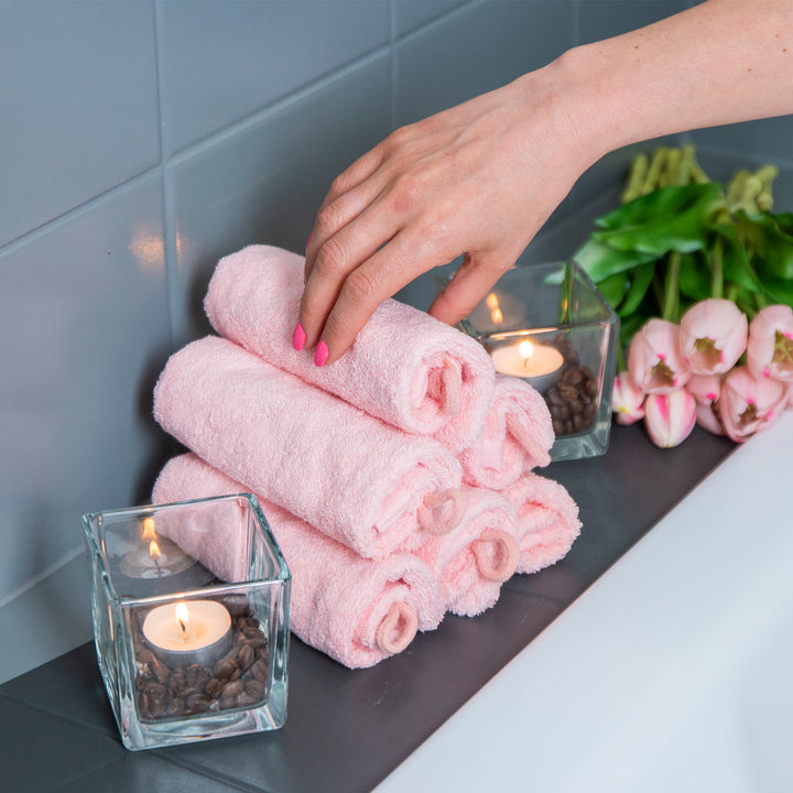 European Style Washcloth with Loop - Bath Mitts, 6-Pack (6" x 9")