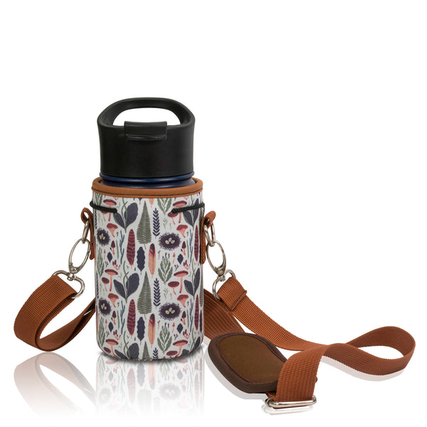 Leather Water Bottle Holder With Crossbody Strap, Perfect Travel Gift 