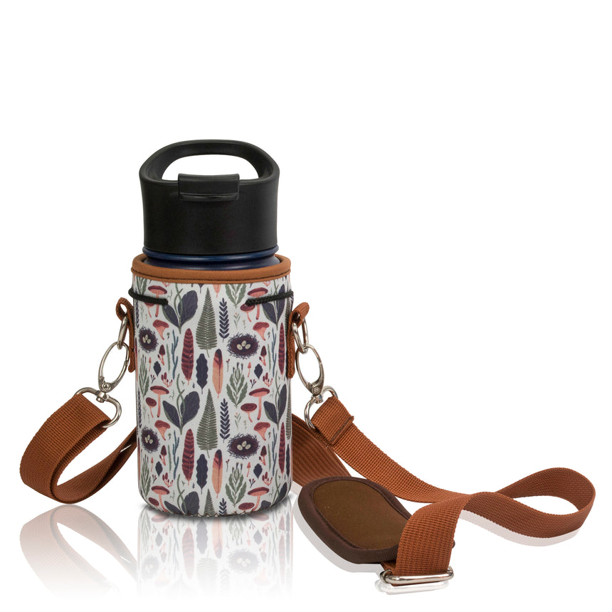 Made Easy Kit Neoprene Water Bottle Carrier Holder, Insulator w/ Adjustable Shoulder Strap, Size: Small (12oz), Brown