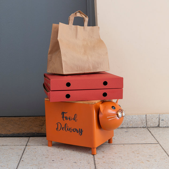 Made Easy Kit Food Delivery Outdoor Functional Décor Metal and Wood Box for Designated Food Order Reception Location