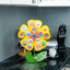 Front Facing "Yellow Sunflower" - K-Cup Holder Countertop Stand, Metal and Wooden Sculpture - 16pcs