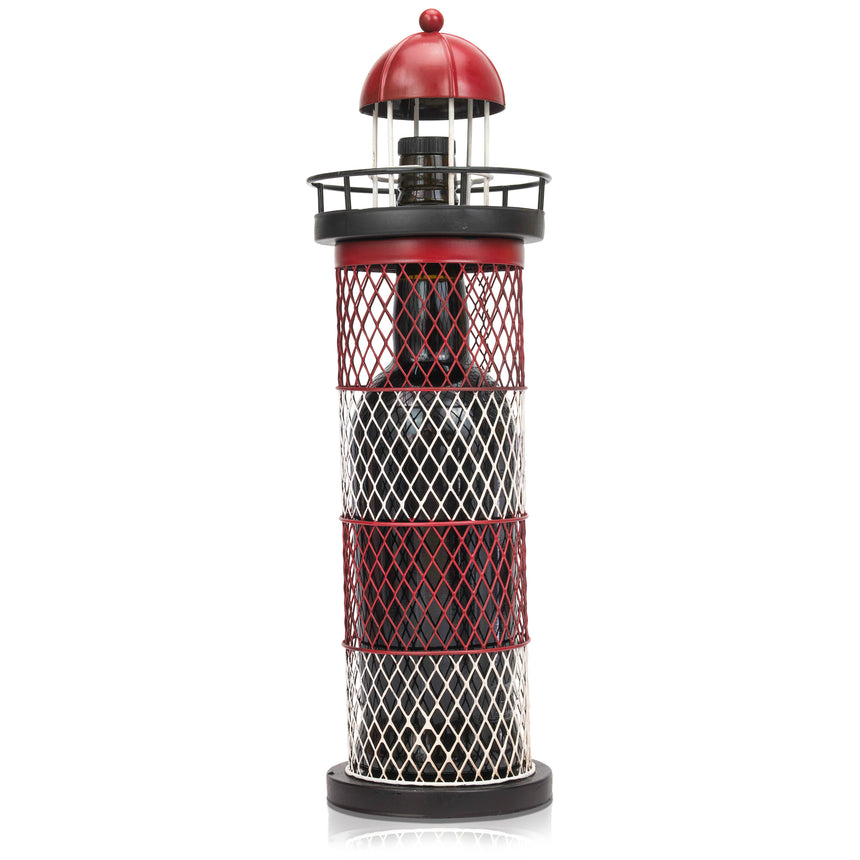 Lighthouse - Made Easy Kit Wine Bottle Display Holder Rack - Premium Setting Home Sculpture Statute - Metal Tabletop Functional Farmhouse Décor
