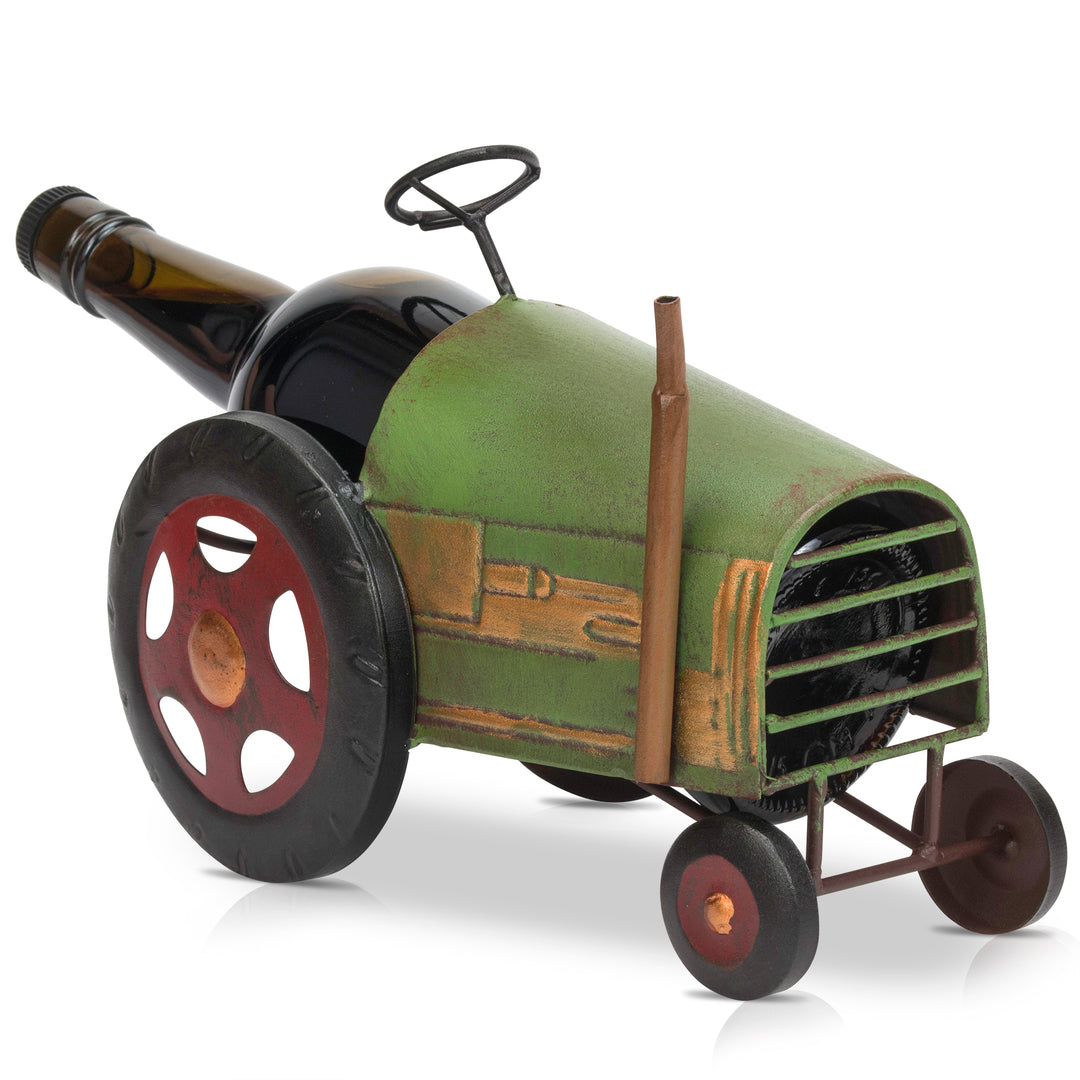 Tractor - Made Easy Kit Wine Bottle Display Holder Rack - Premium Setting Home Sculpture Statute - Metal Tabletop Functional Farmhouse Décor