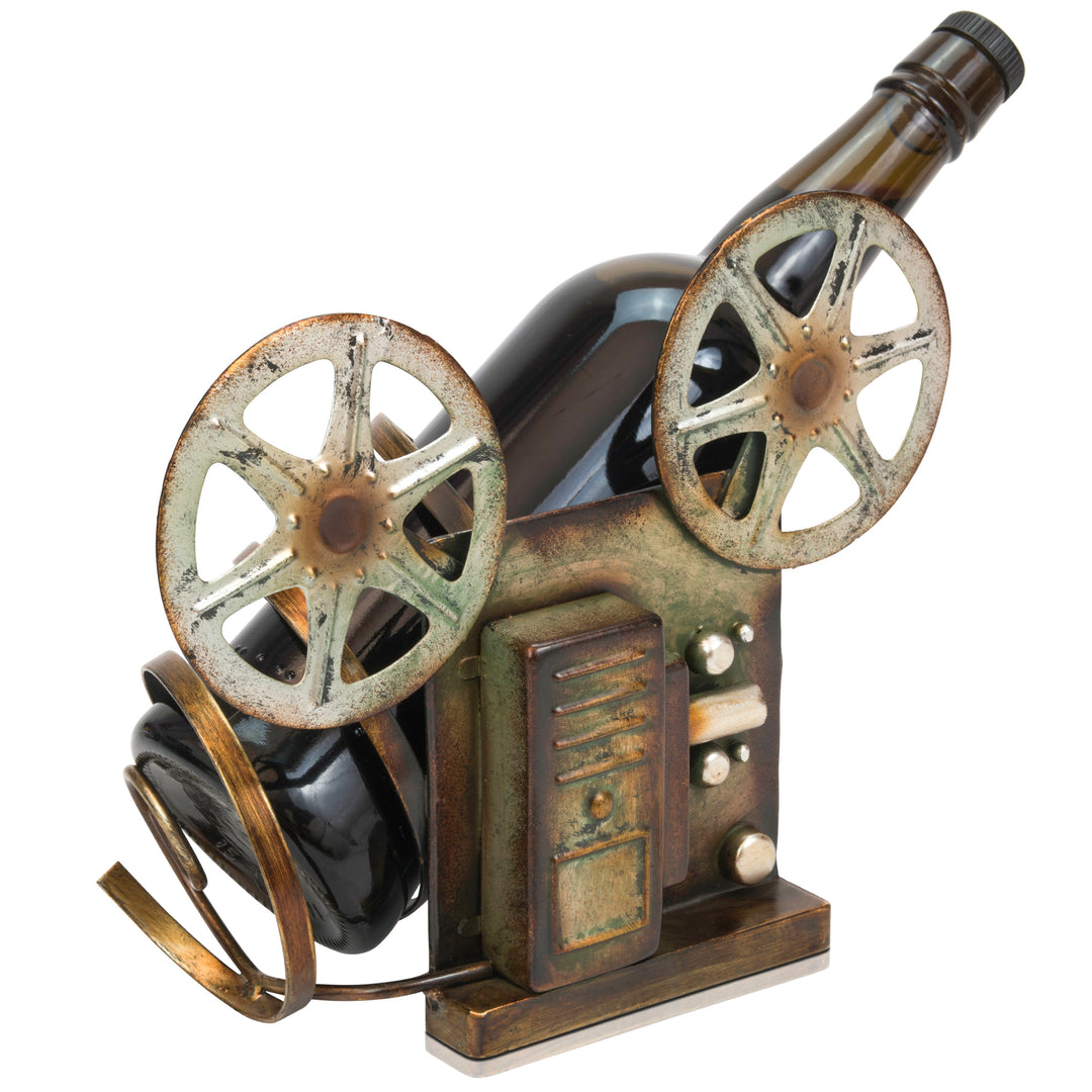 Vintage Tape Deck Player - Made Easy Kit Wine Bottle Display Holder Rack - Premium Setting Home Sculpture Statute - Metal Tabletop Functional Farmhouse Décor