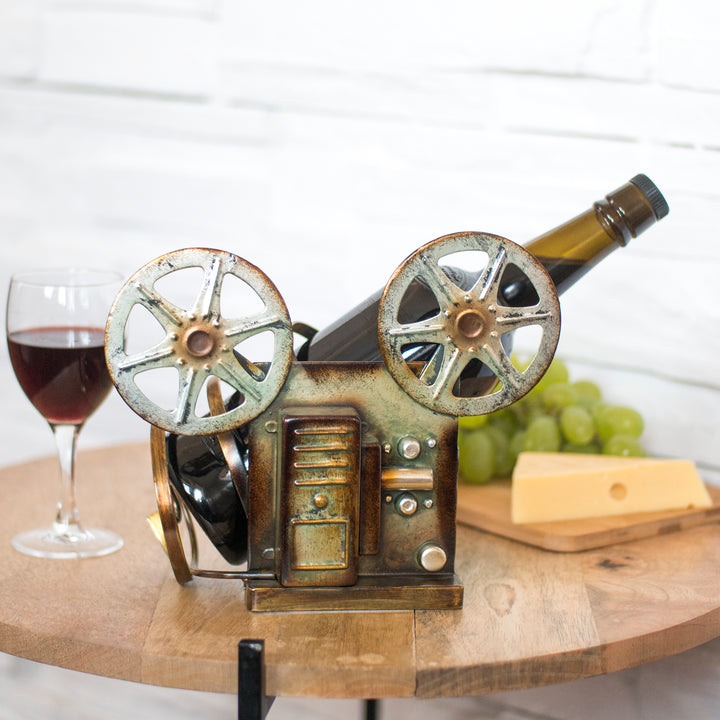 Vintage Tape Deck Player - Made Easy Kit Wine Bottle Display Holder Rack - Premium Setting Home Sculpture Statute - Metal Tabletop Functional Farmhouse Décor